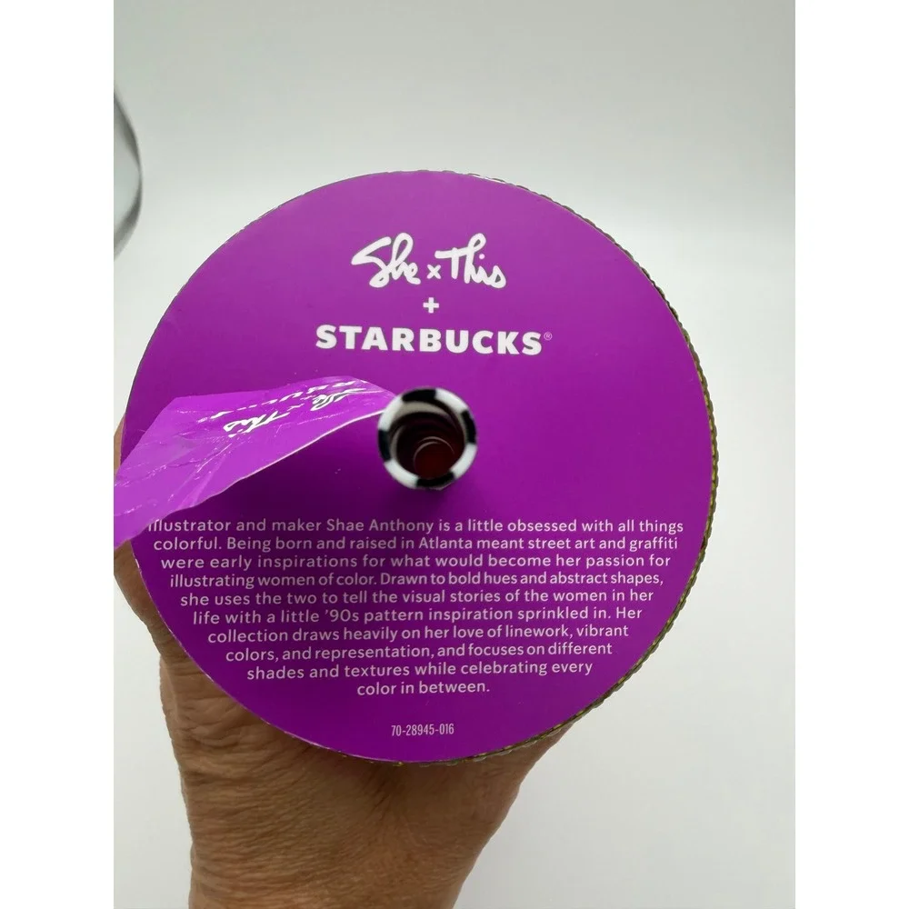 Starbucks x Shae Anthony She x This Purple Red Ombre Grid 24oz Cold Cup Tumbler